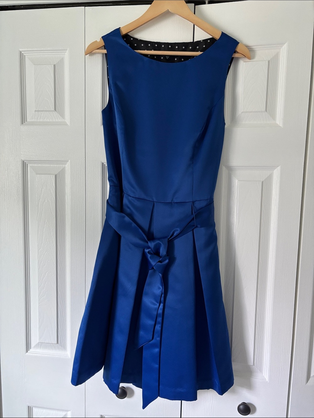 Blu Sage Satin Royal Blue Sleeveless Fit & Flare Dress